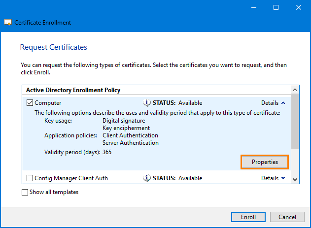 active directory enrollment policy