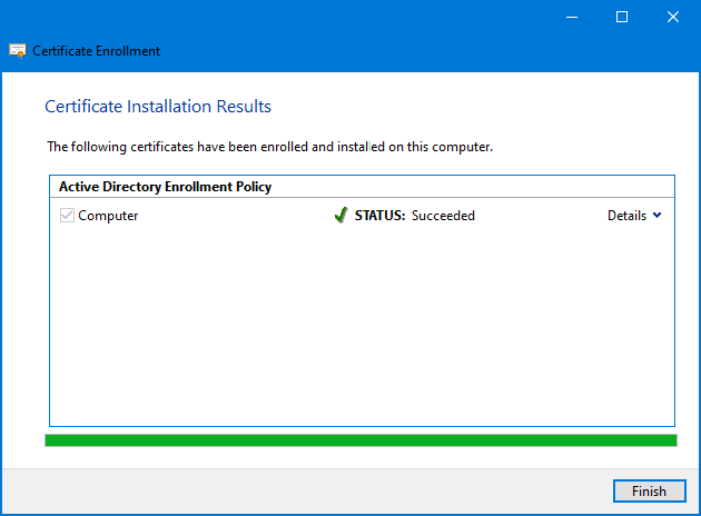 certificate enrollment finish