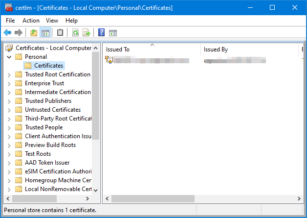 the new certificate